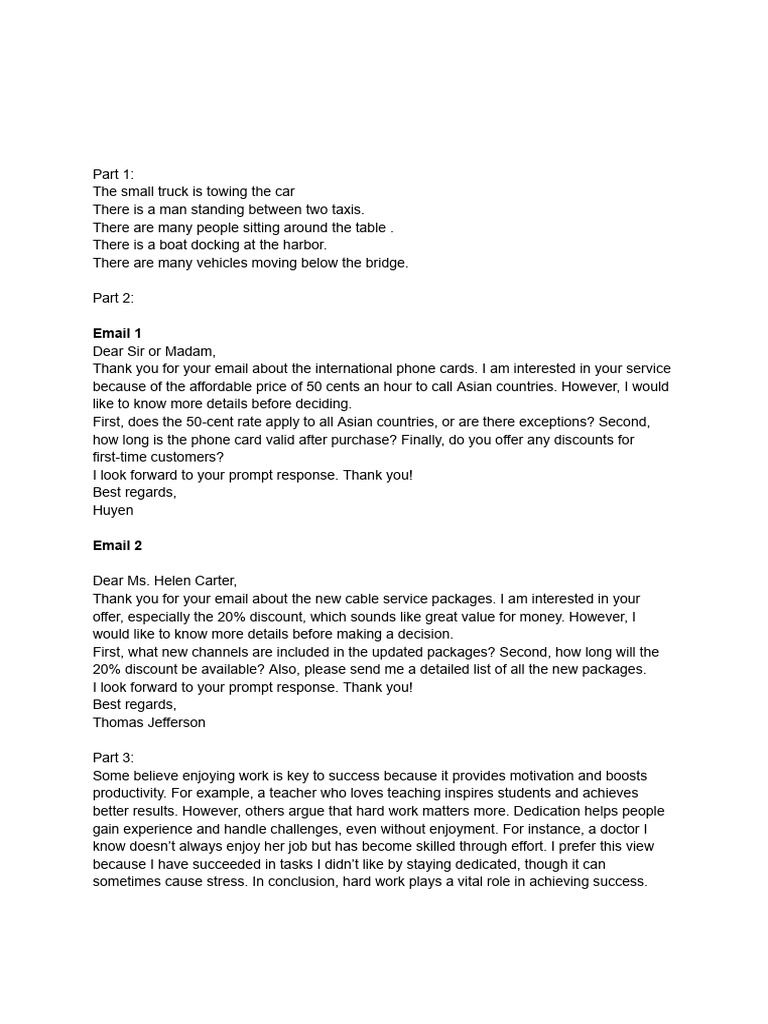 Inquiry for Service Details | PDF