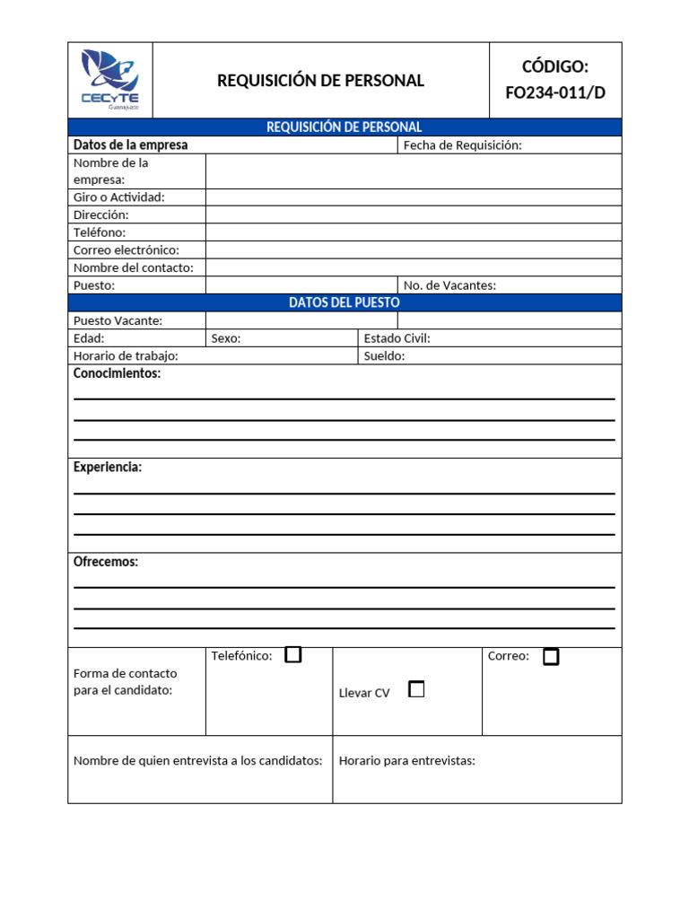 Requisición de Personal Detallada | PDF