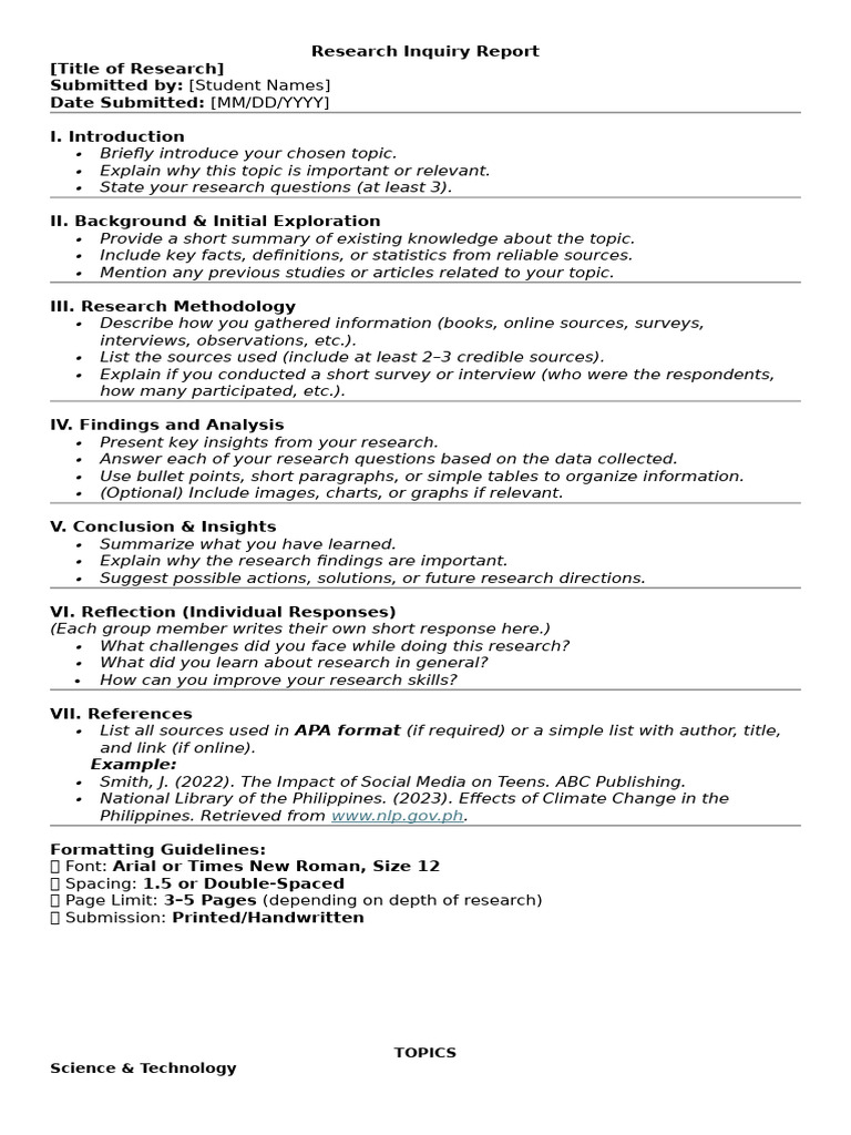 Research Inquiry Report Q4 | PDF | Climate Change | Learning