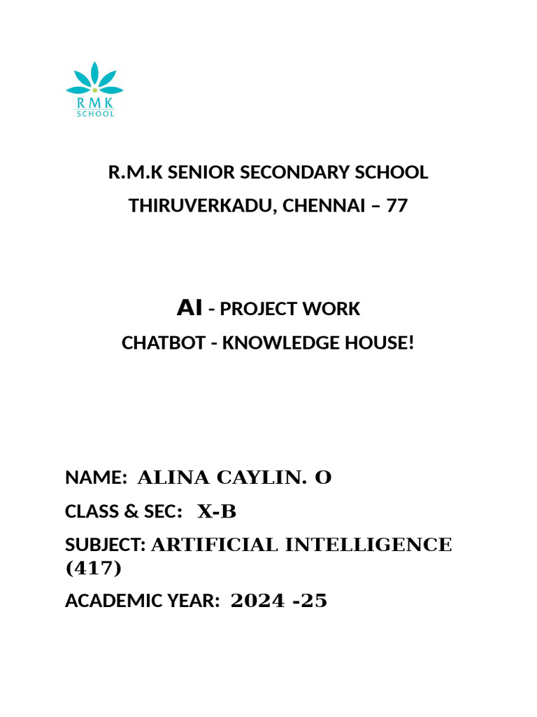 AI PROJECT 24-25 (Chatbot Creation) | PDF