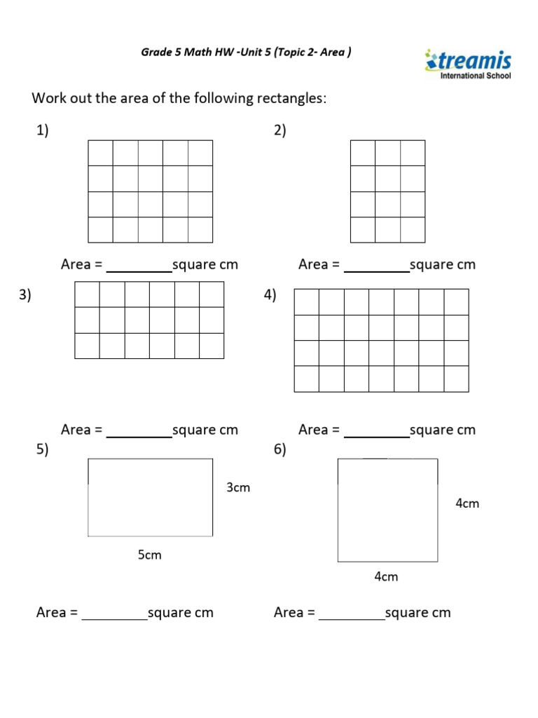Grade_5_Math_HW_-Unit_5__Topic_2-_Area__ | PDF