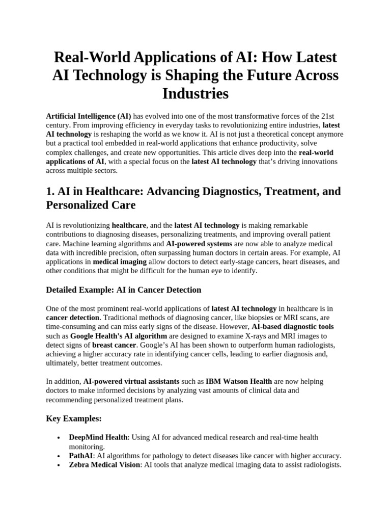 AI Applications Transforming Industries | PDF | Artificial Intelligence ...