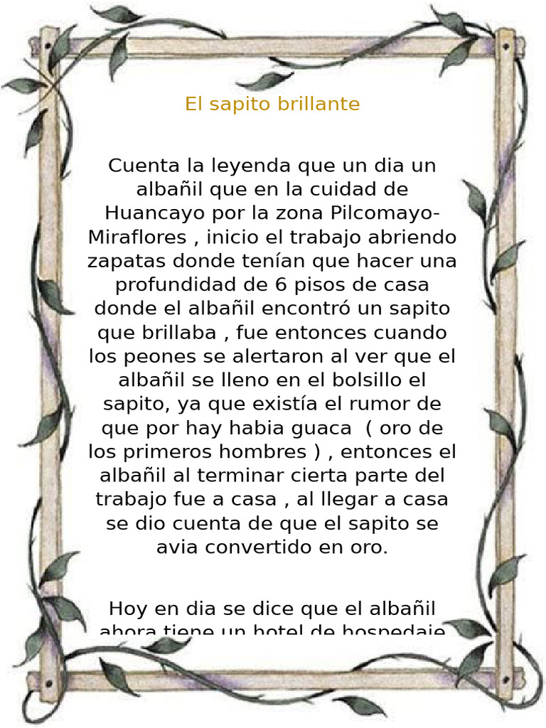 Trabajo de Literatura - El Sapito Brillante | PDF