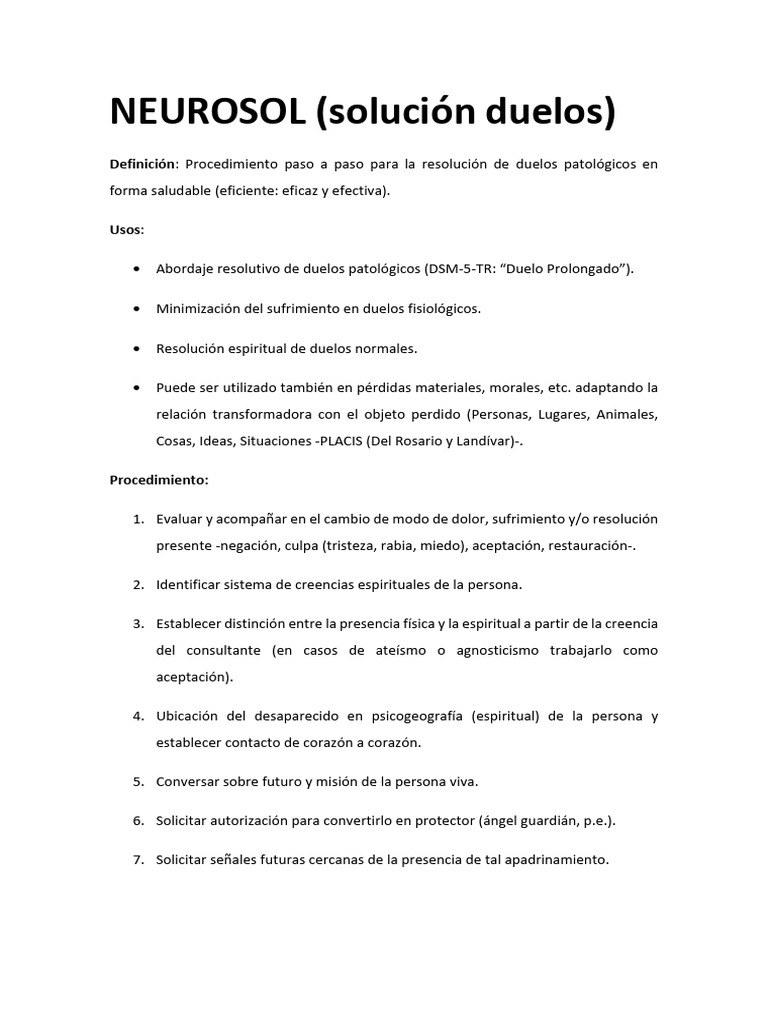 Procedimiento NEUROSOL para Duelos | PDF