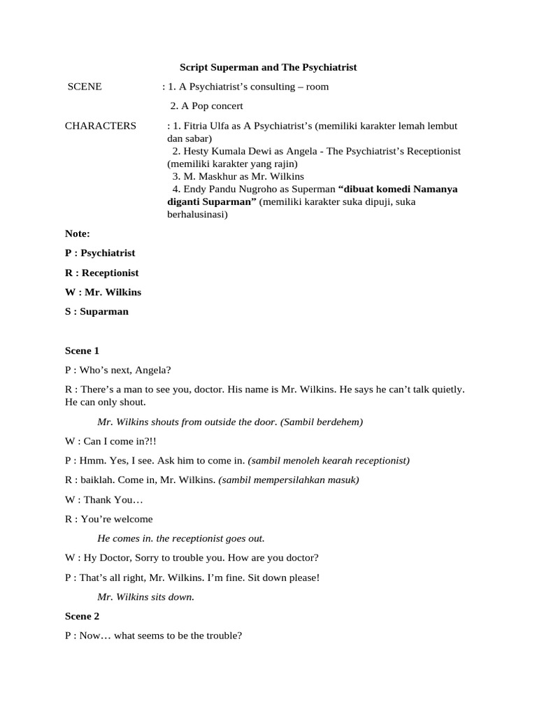 Script Superman and The Psychiatrist CAMPURAN | PDF