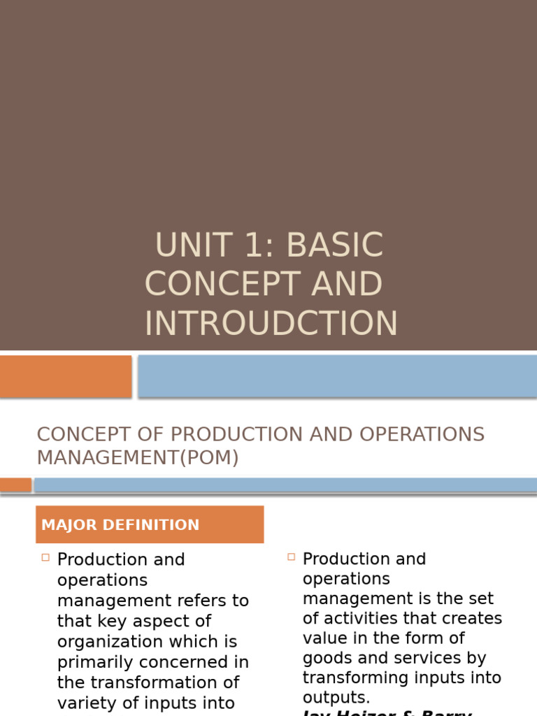 POM - Unit 1 | PDF | Competitive Advantage | Business