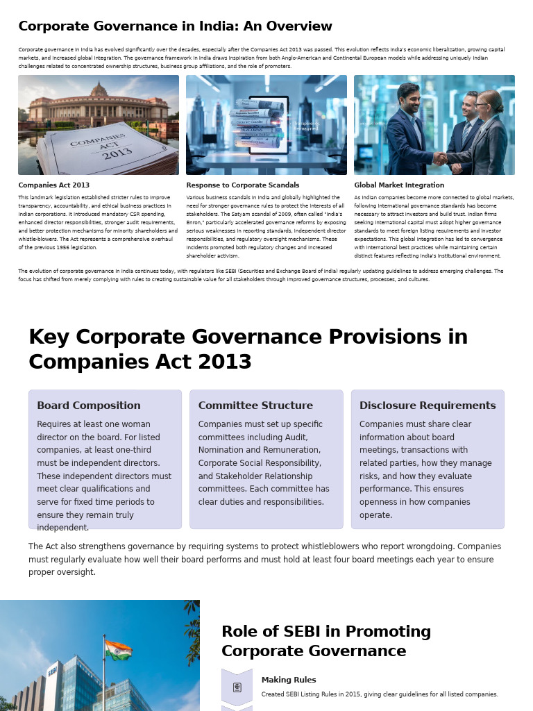 Corporate Governance in India An Overview | PDF | Governance ...
