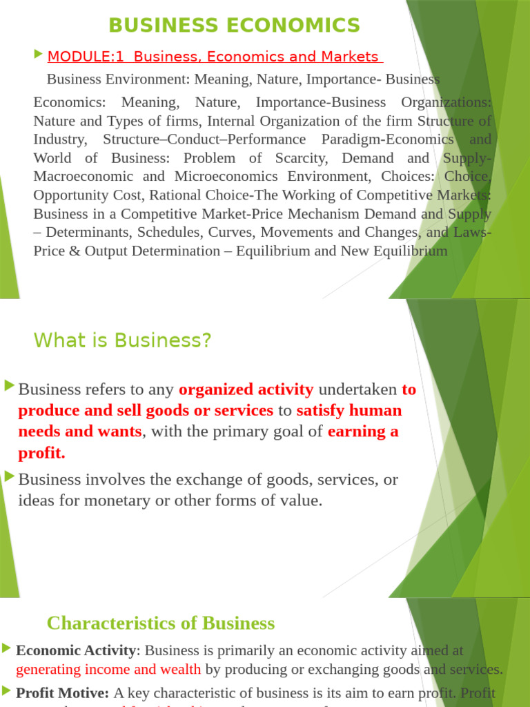 Business Economics and Environment Overview | PDF | Demand | Supply ...