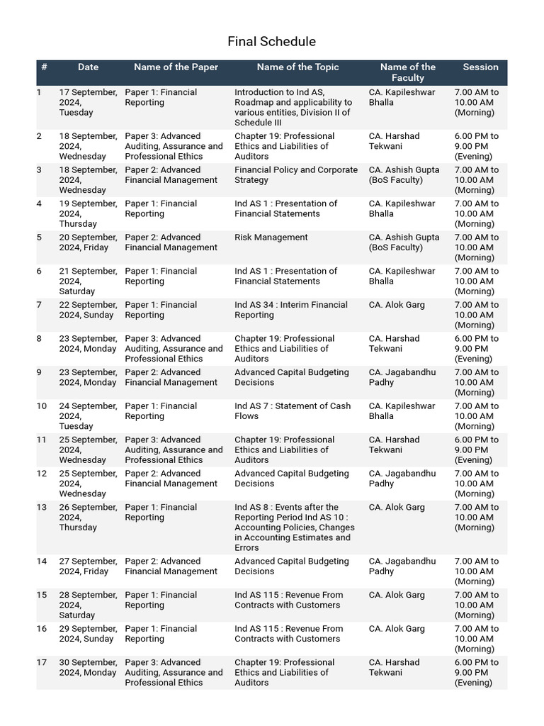 CA Exam Schedule: September-October 2024 | PDF | Taxes | Direct Tax