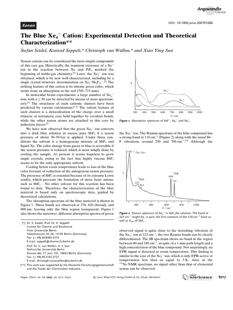 Experimental Study of Blue Xe2+ Cation | PDF | Chemical Bond | Ion