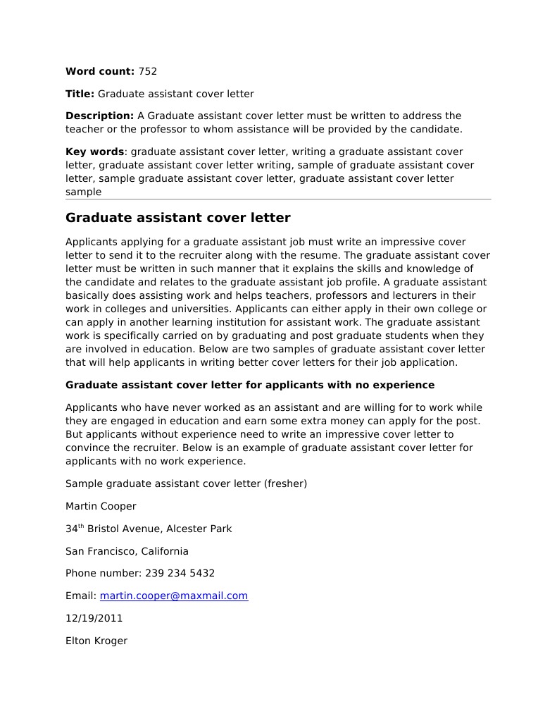 best application letter for graduate assistant