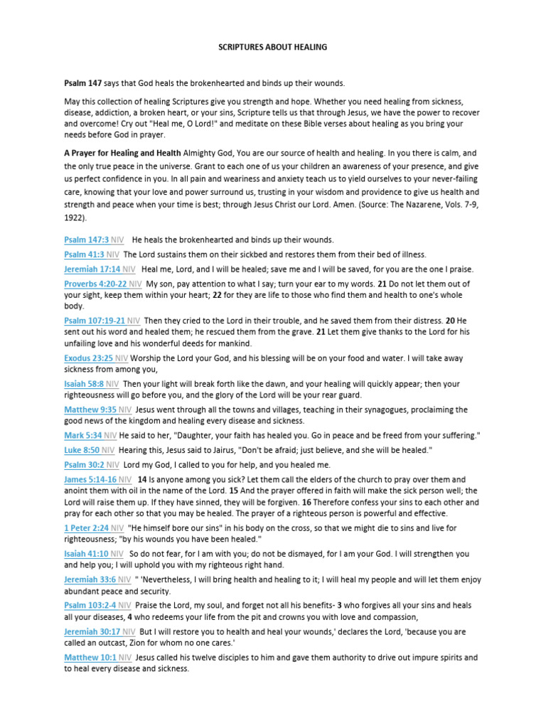 50 Scriptures for Healing and Hope | PDF | Jesus | Prayer