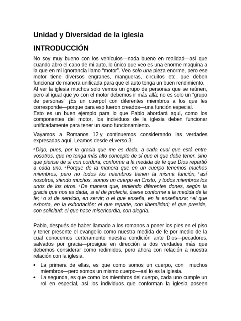 Unidad y Diversidad de La Iglesia | PDF | Cristo (título) | Iglesia ...