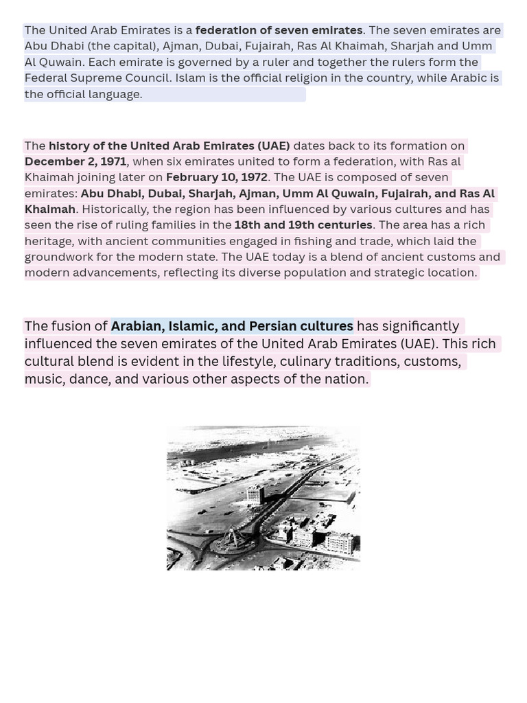 Arabian, Islamic, and Persian Cultures: Federation of Seven Emirates | PDF