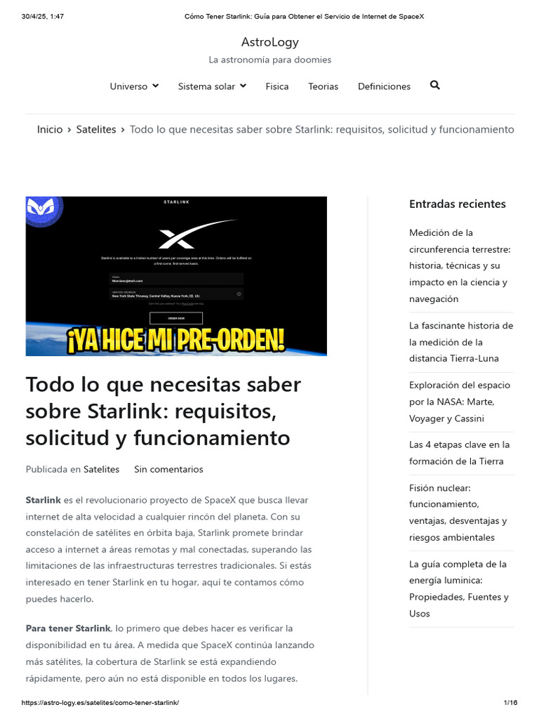 Cómo Tener Starlink - Guía para Obtener El Servicio de Internet de ...