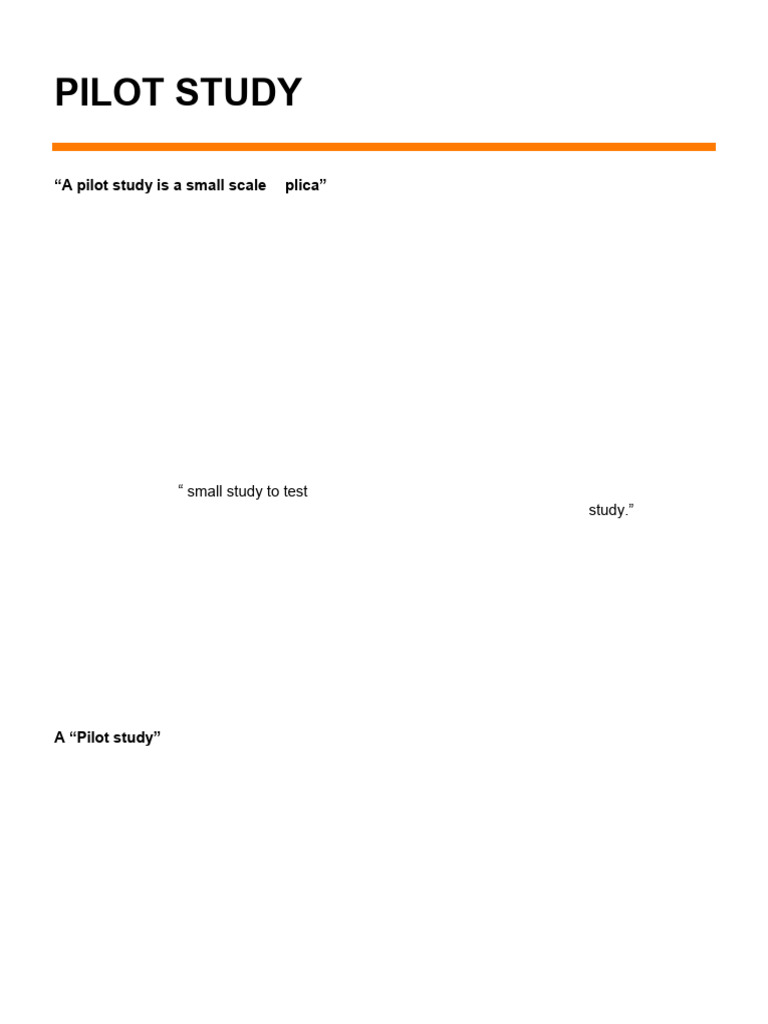 Understanding Pilot Studies in Research | PDF | Knowledge | Methodology