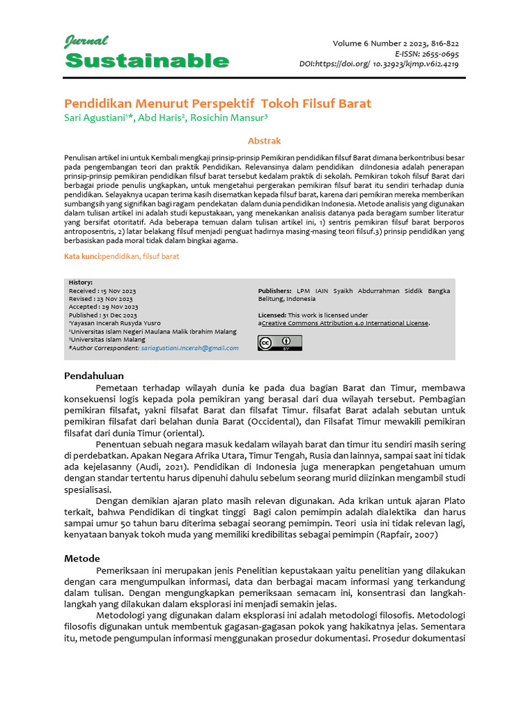 Prinsip Pendidikan Filsuf Barat | PDF