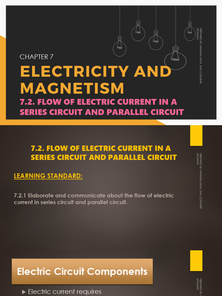 7.2. FLOW OF ELECTRIC CURRENT IN A SERIES CIRCUIT AND PARALLEL CIRCUIT ...