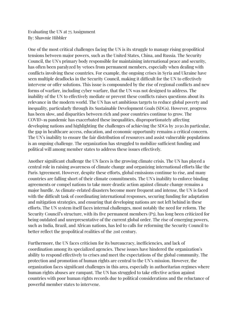 UN at 75: Challenges and Reforms Needed | PDF | United Nations ...