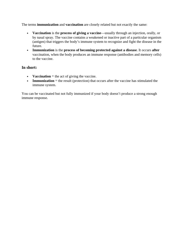 Immunization and Vaccination | PDF