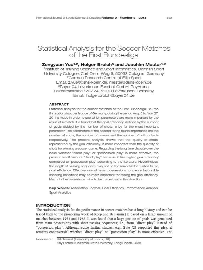 Soccer Match Analysis: Bundesliga Stats | PDF | Data | Association Football