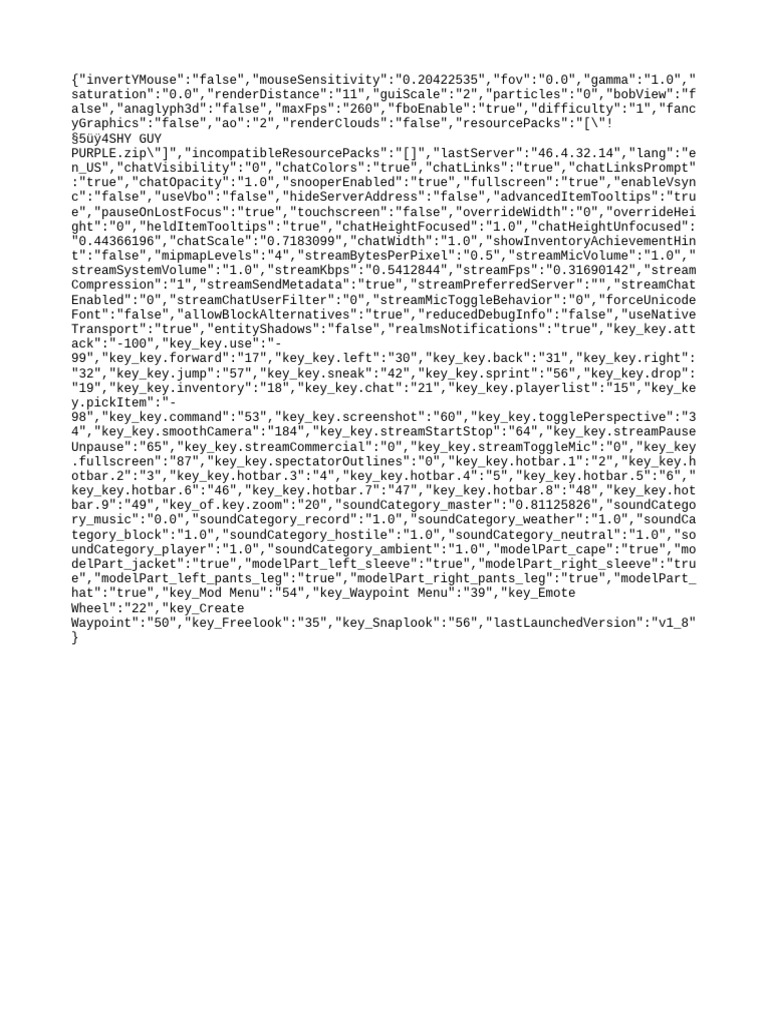 Minecraft Game Settings Configuration | PDF