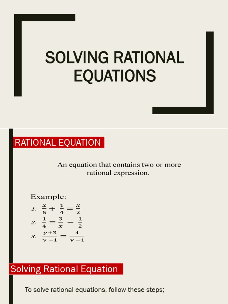 Solving Rational Equations Guide | PDF | Equations | Mathematics