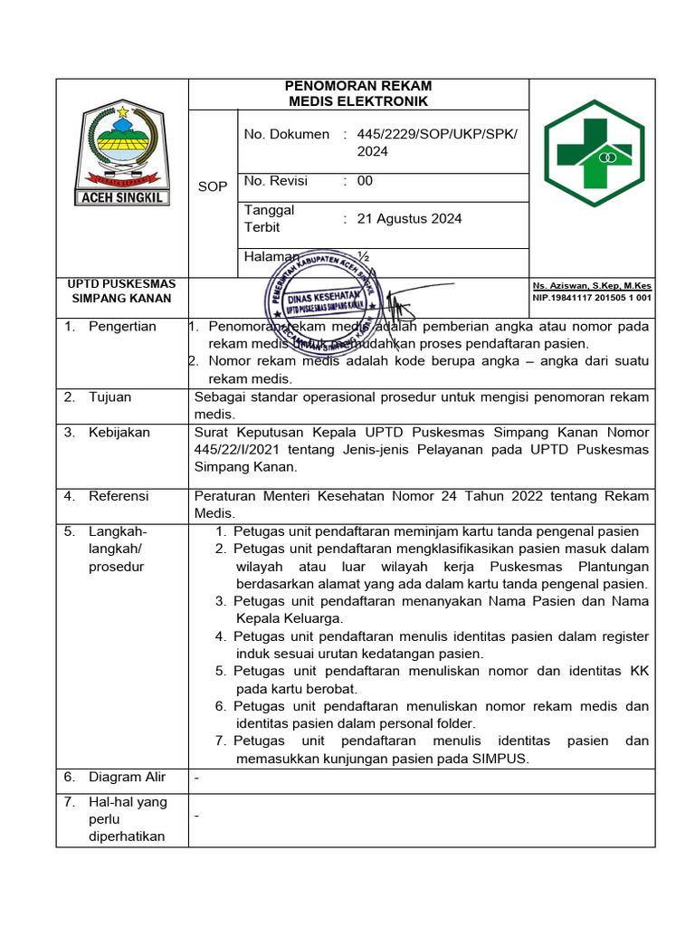 Sop Penomoran Rme | PDF
