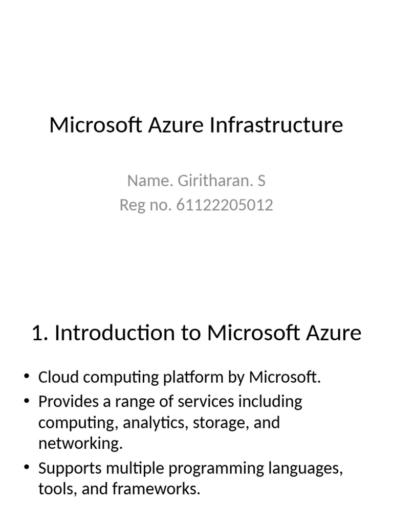 Microsoft Azure Infrastructure | PDF