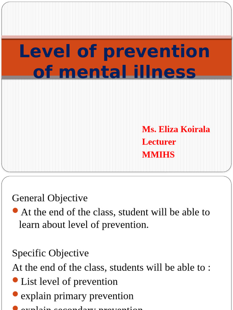 Levels of Prevention in Mental Health | PDF | Preventive Healthcare ...