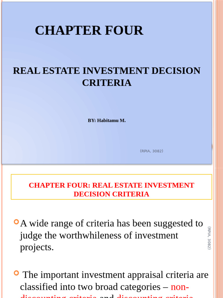 Real Estate Investment Criteria Explained | PDF | Net Present Value ...
