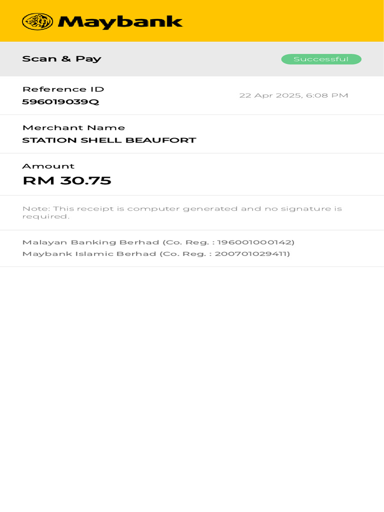 Scan & Pay Receipt - STATION SHELL | PDF