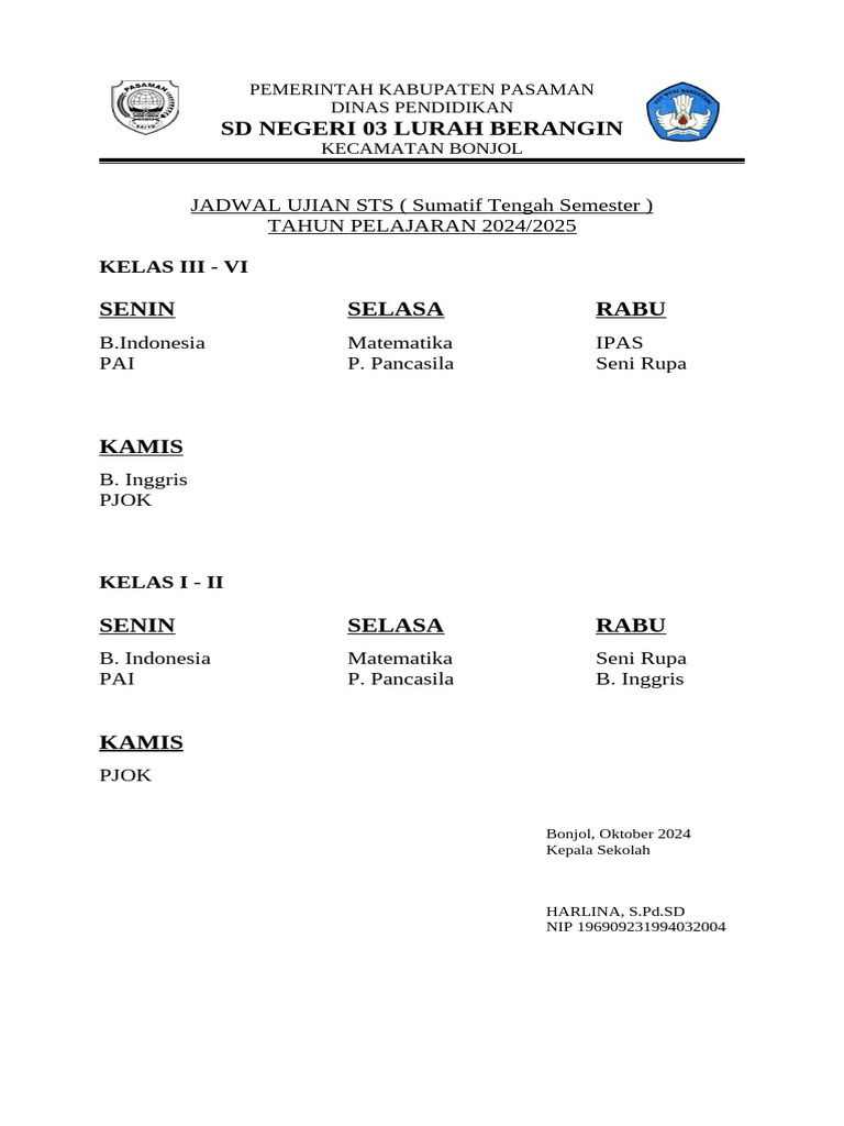 Jadwal Ujian Sts Tahun 2024 Pdf