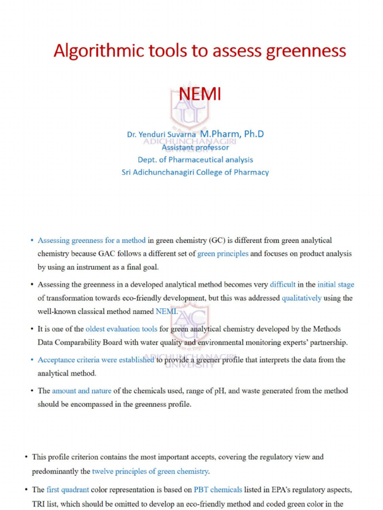 Greenness Evaluation of Flibanserin Methods | PDF