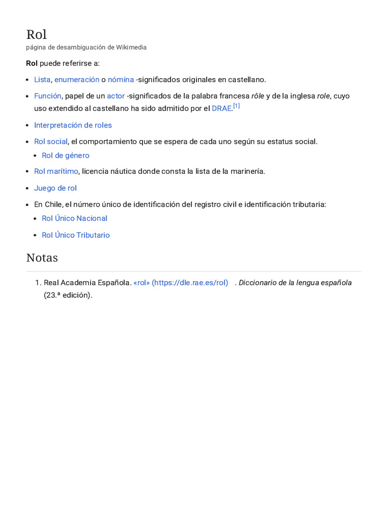 Rol - Wikipedia, La Enciclopedia Libre | PDF
