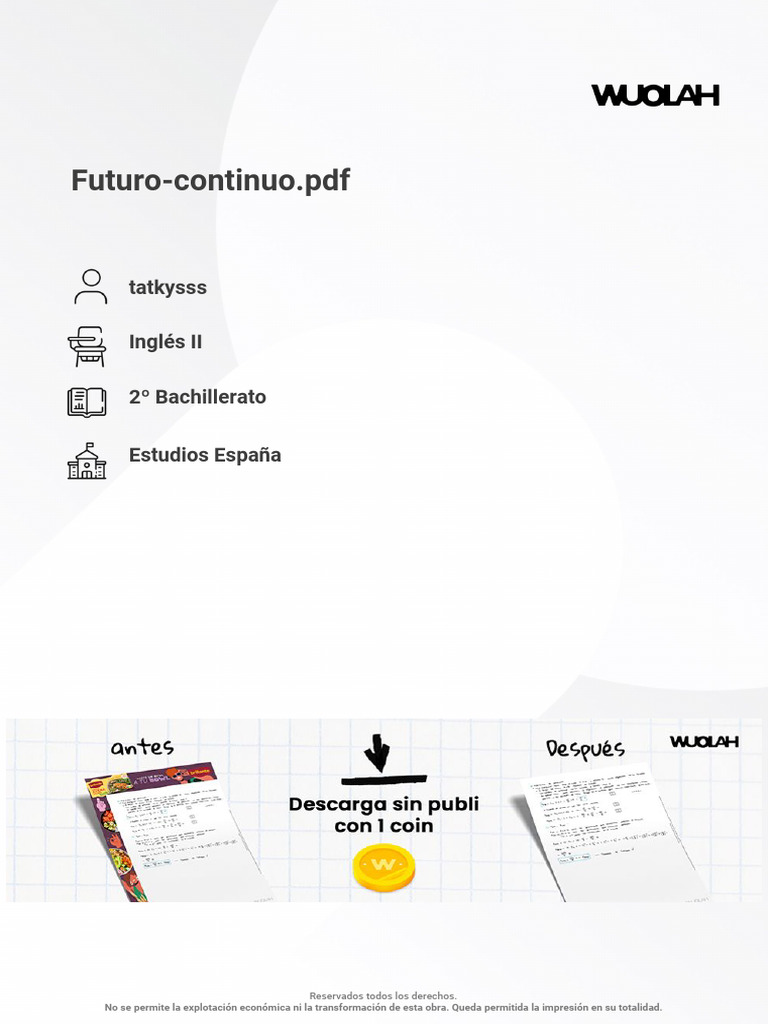 Ejercicios de Futuro Continuo en Inglés | PDF