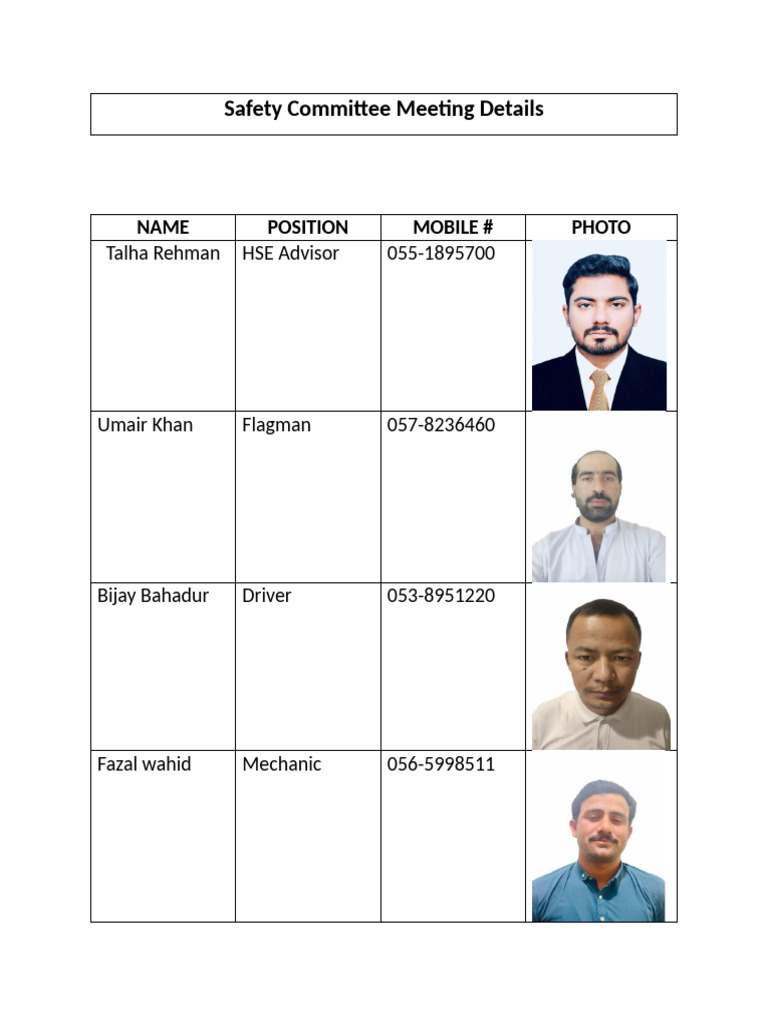 Safety Committee Meeting Details | PDF