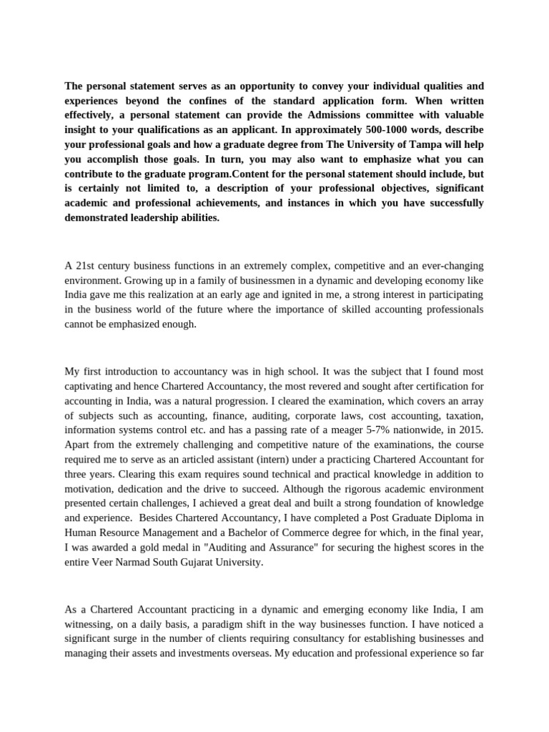 Personal Statement for Graduate Admission | PDF | Accounting | Audit