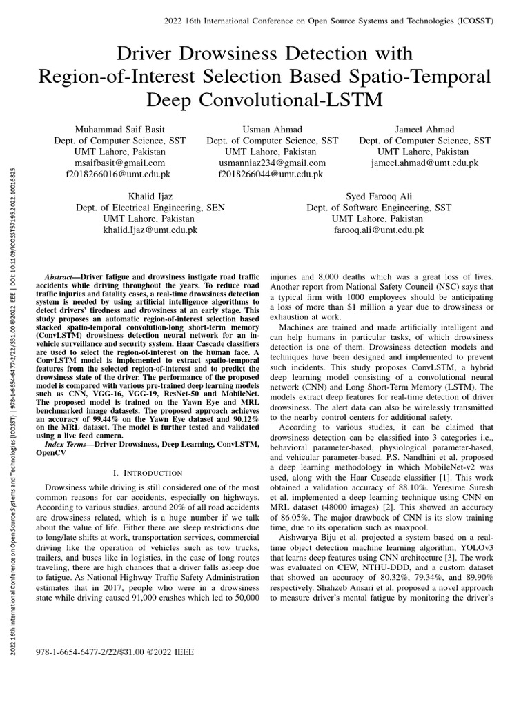 Driver Drowsiness Detection Using ConvLSTM | PDF | Deep Learning ...