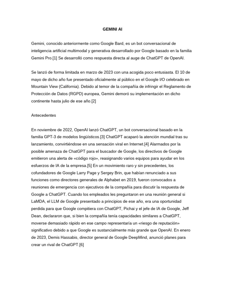 Características de Gemini AI | PDF | Google | Sitios web