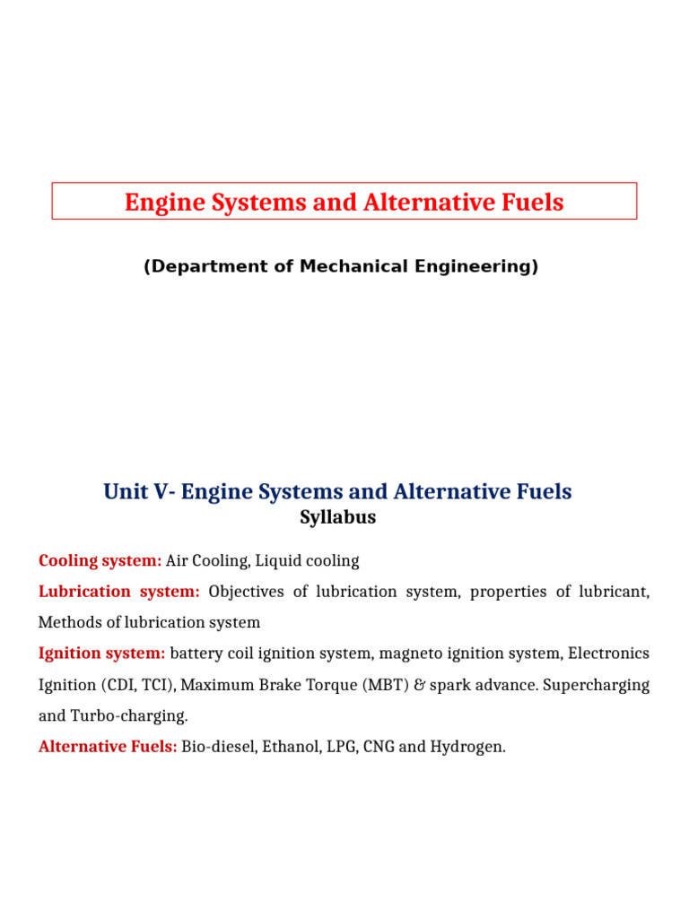 Engine Systems & Alternative Fuels Overview | PDF | Ignition System ...