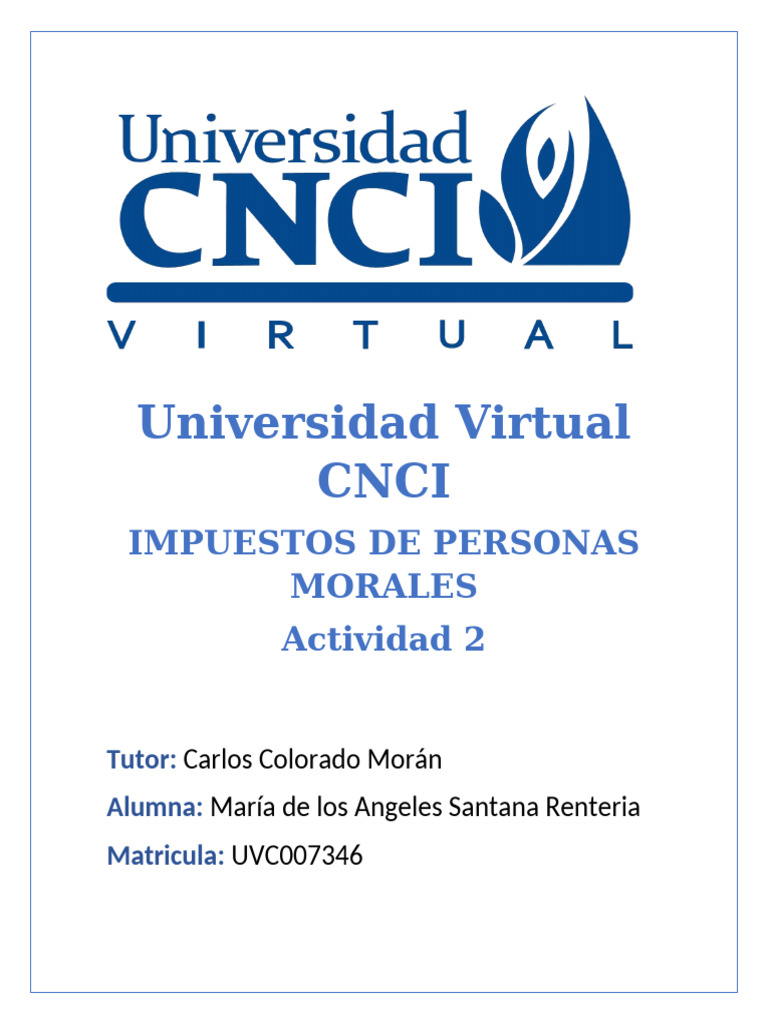 Impuestos de Personas Morales Actividad 2 | PDF | Impuesto sobre la ...