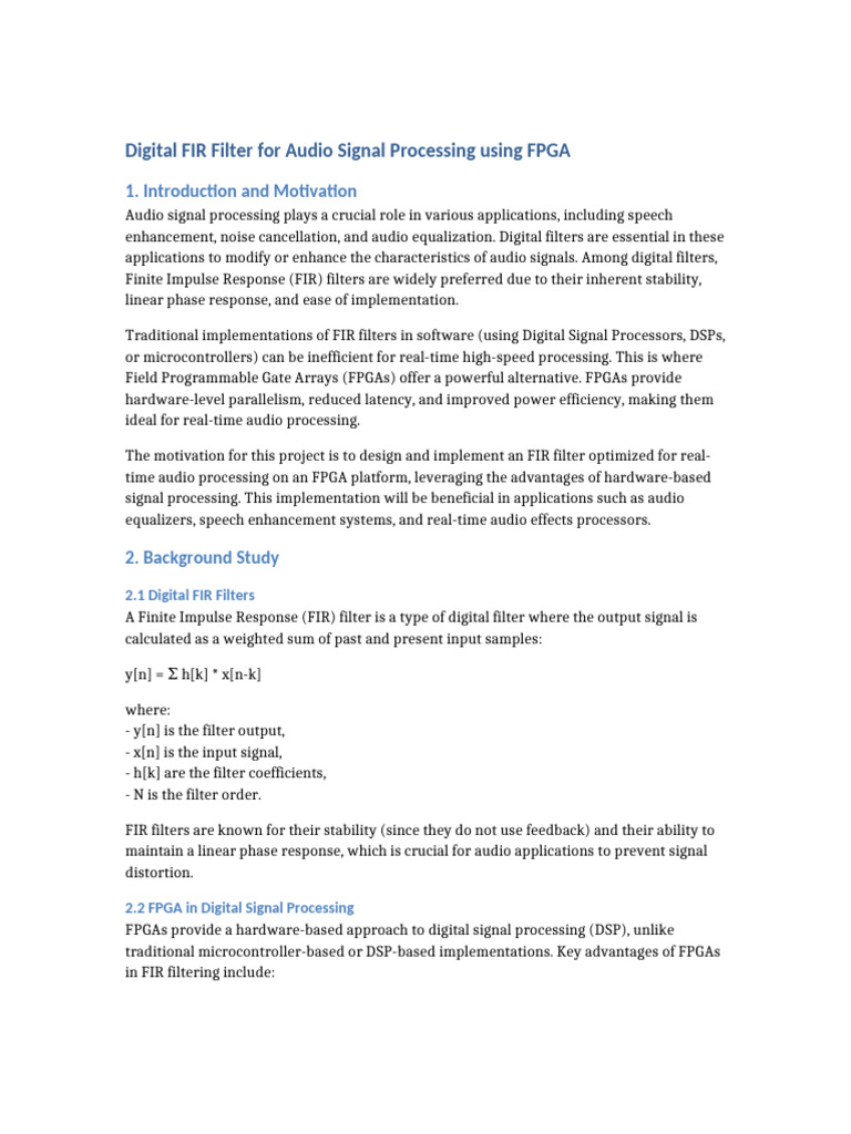 Digital FIR Filter FPGA | PDF | Field Programmable Gate Array | Digital ...