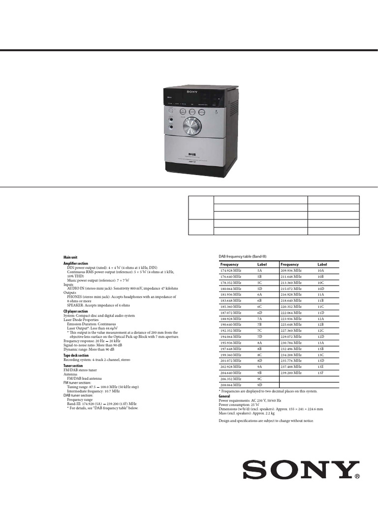 Sony HCD-EH45DAB Service Manual | PDF | Soldering | Compact Disc