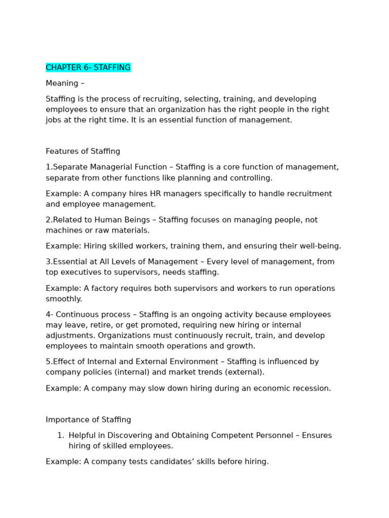 Staffing Process and Importance | PDF | Recruitment | Human Resources