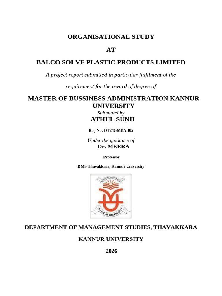 Organizational Study of Solve Plastic Products | PDF | Employment | Salary