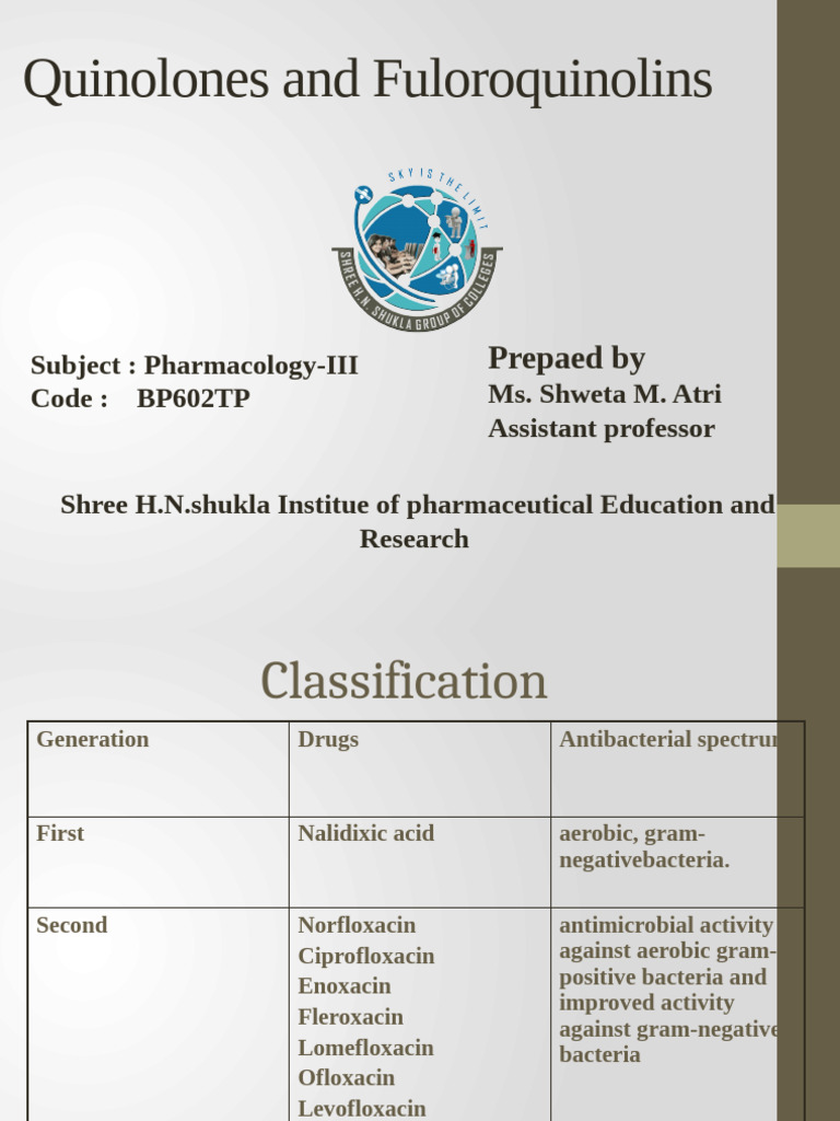 Quinolones and Fuloroquinolins | PDF | Microbiology | Medical Specialties