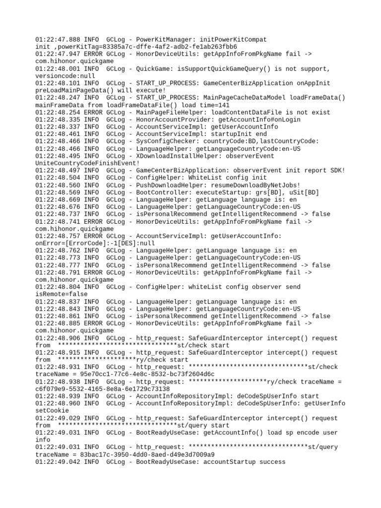 Honor Game Center Initialization Log | PDF | Computer Architecture ...
