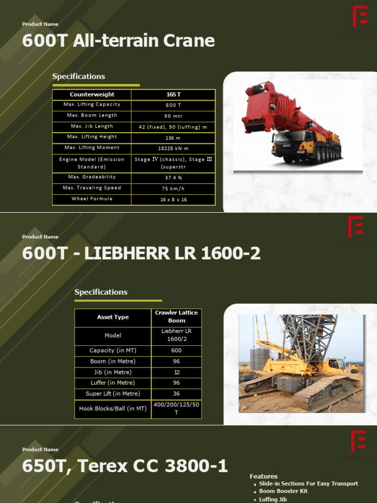 600T and 650T Crane Specifications | PDF