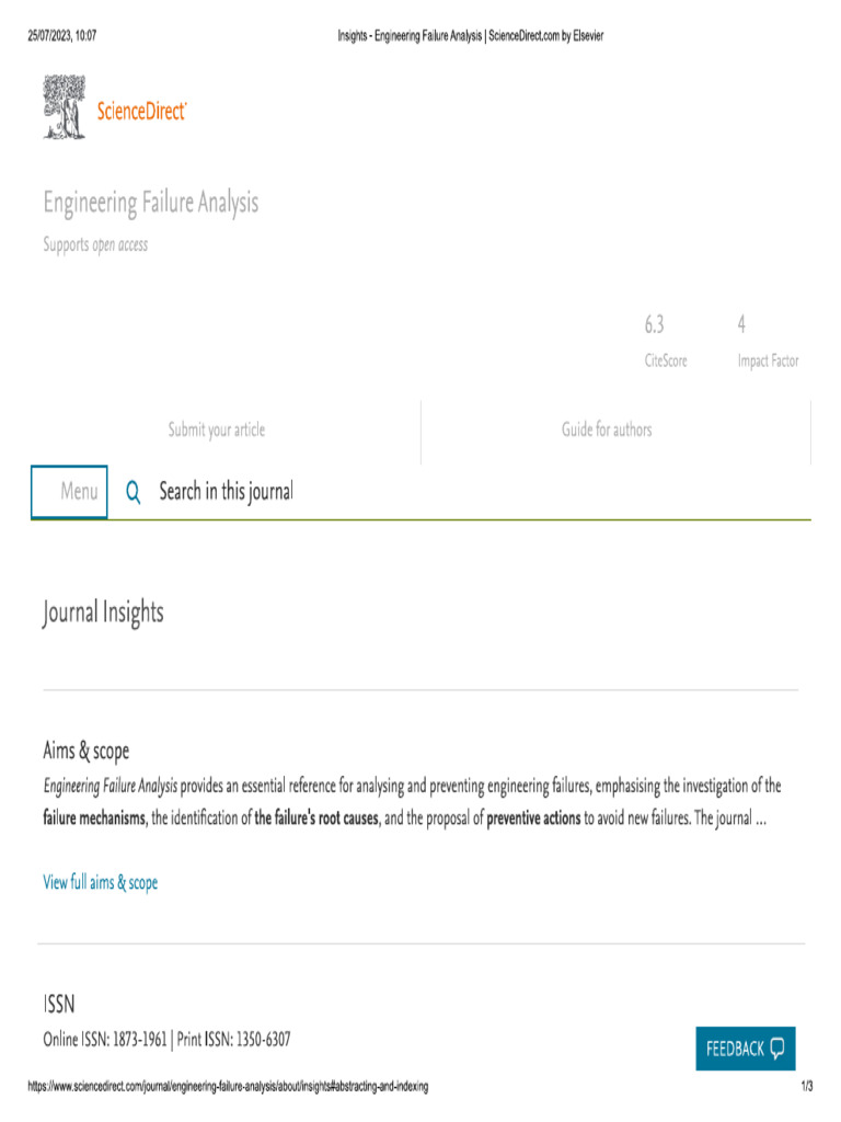 Insights - Engineering Failure Analysis - ScienceDirect | PDF